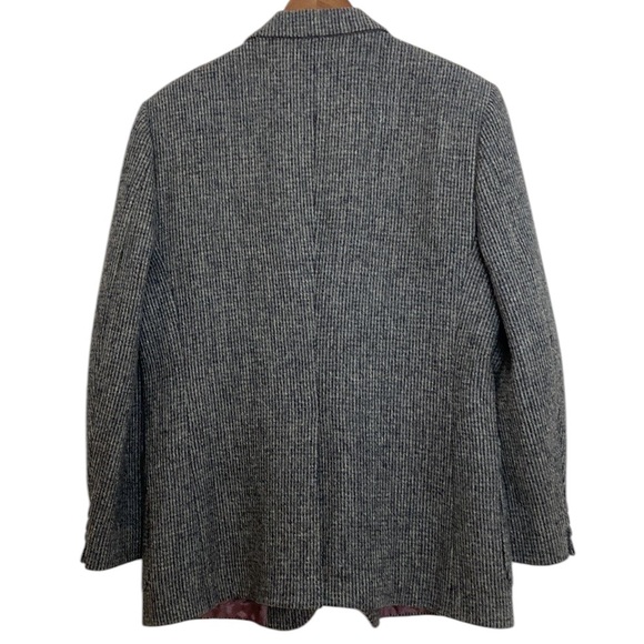 Vintage Harris Tweed Sport Coat Mens 44S Grey Blue Wool Retro Blazer Jacket - Picture 3 of 15